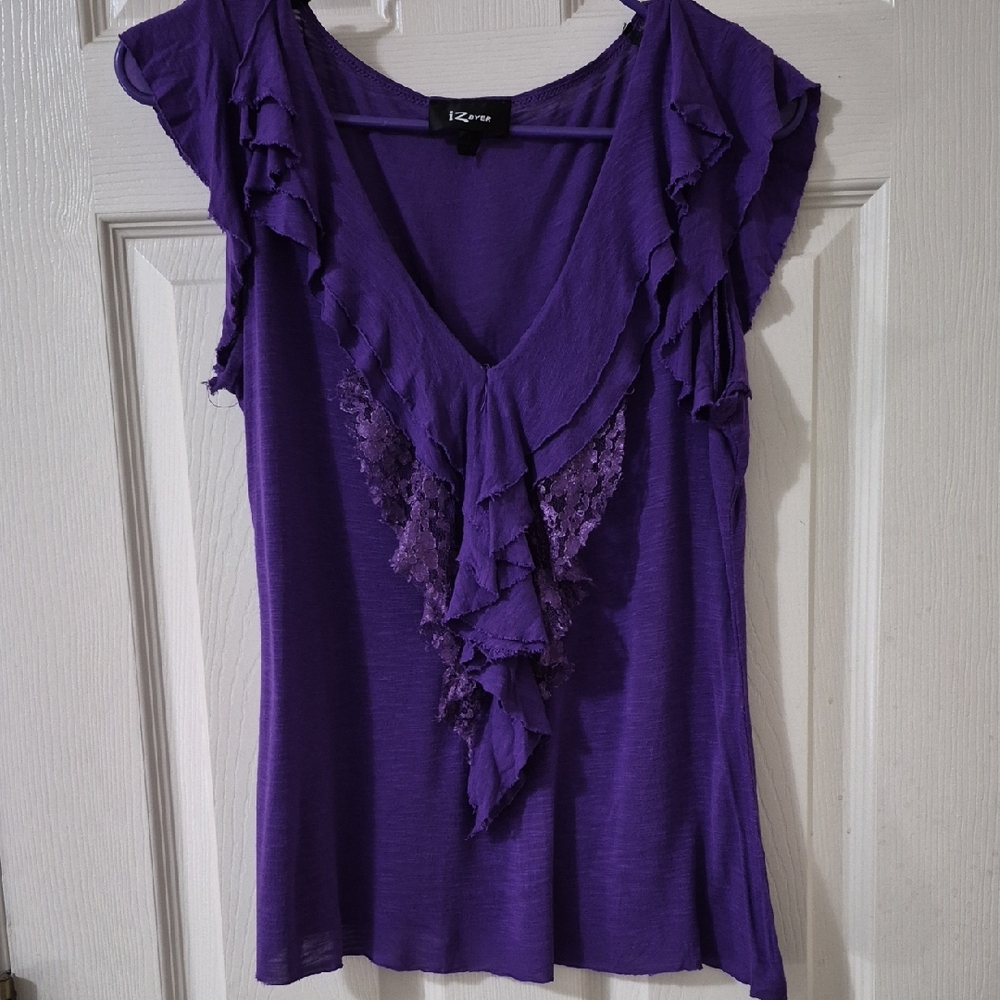 Kaktus Deep Purple Ruffled Blouse